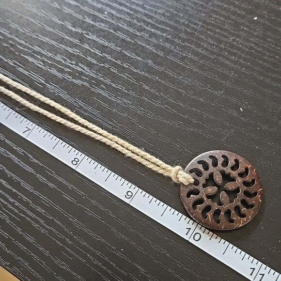 Galaxy Wooden Pendant Necklace Torus Vortex Sacred Geometry Jewel tie y2k boho - Picture 5 of 13